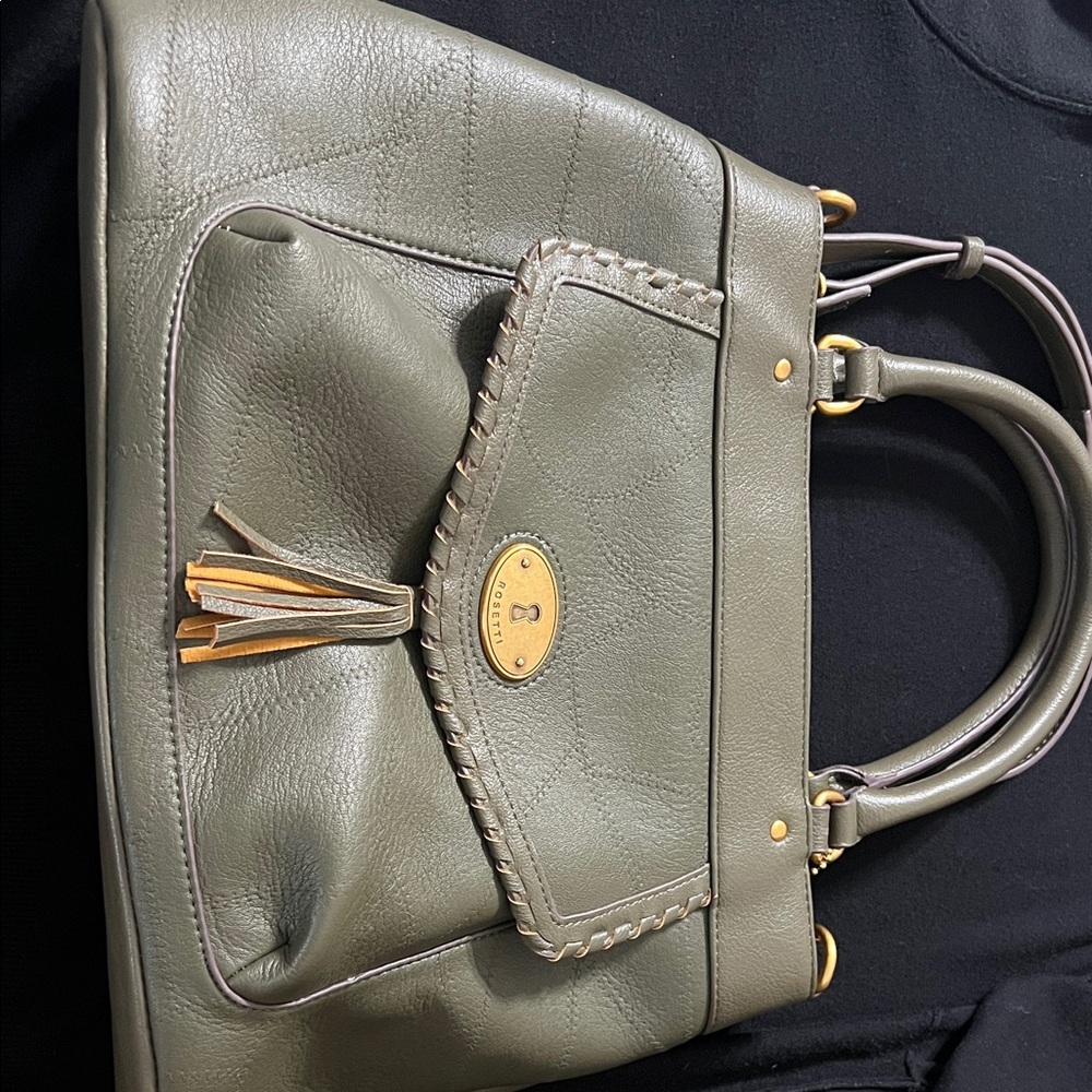 Rosetti Olive Green Satchel with Gold Accents